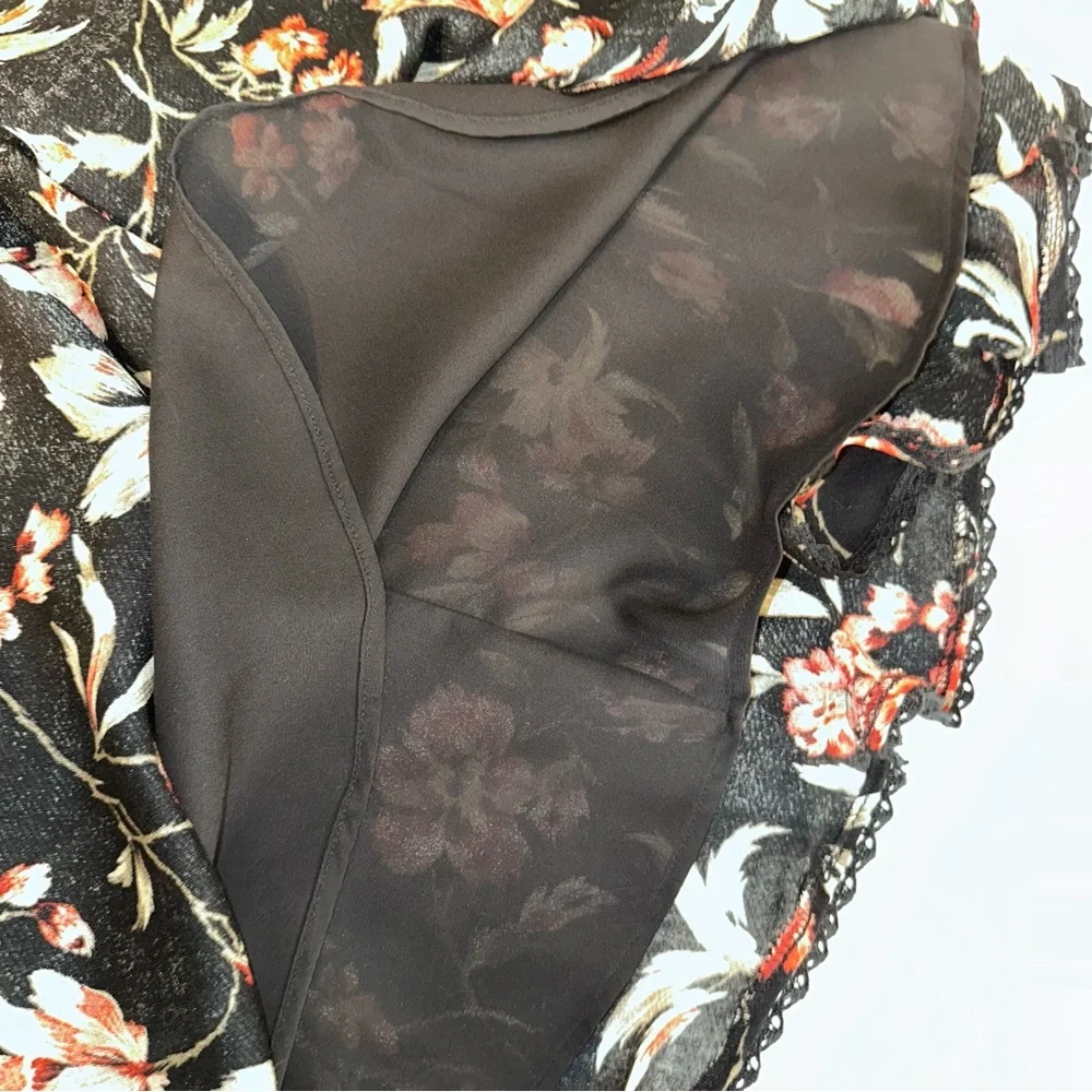 Jones New York Signature Skirt Womens 6 Black Floral A-Line Wool Blend Lined EUC